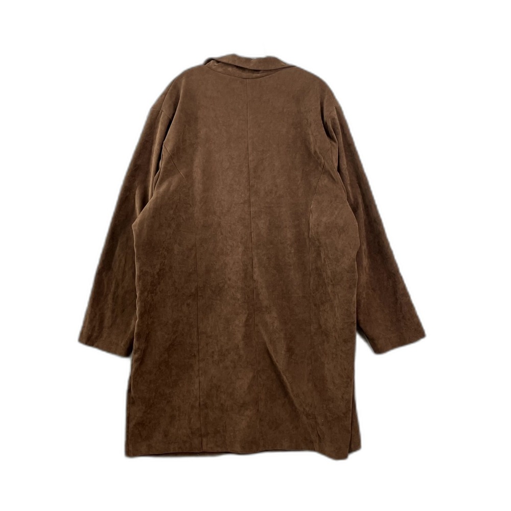 Vintage Sag Harbor Suede Long Coat Womens 20W Brown Single Breasted Grunge Retro - Picture 2 of 9